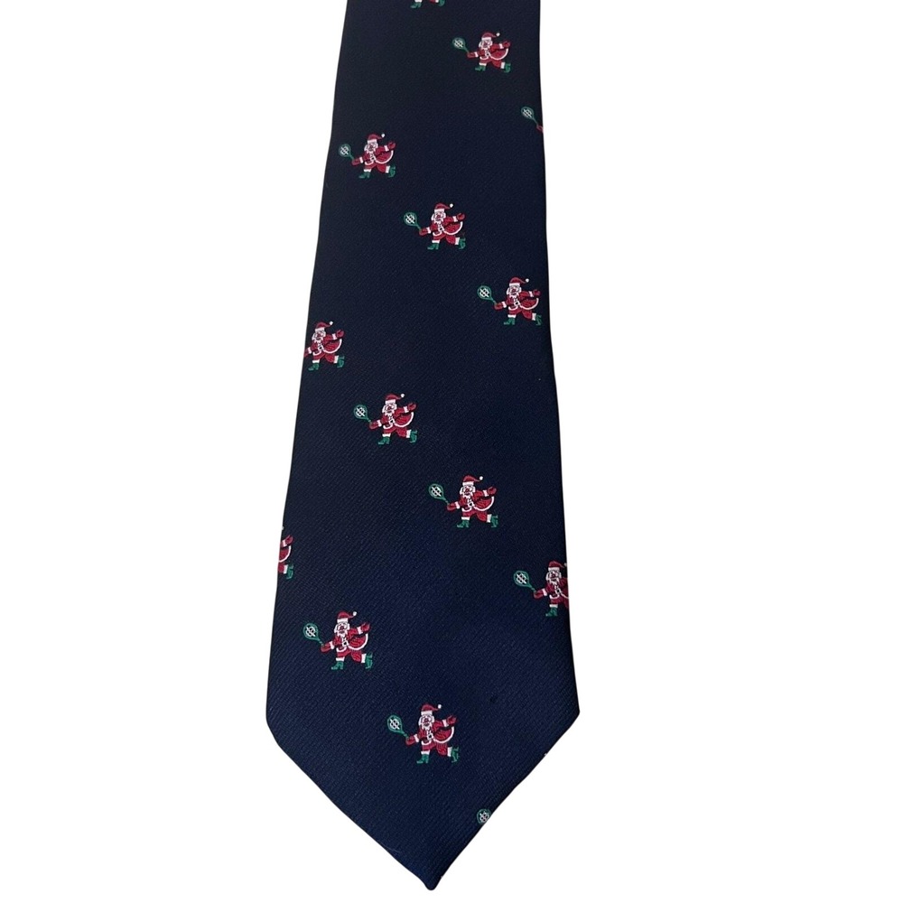 Cape Cod Neckwear Vintage Santa Claus Tennis Christmas Tie in Navy Blu e
